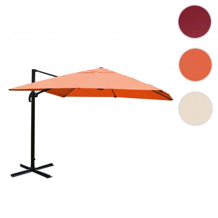 Gastronomie-Ampelschirm HWC-A96, 3x4m (5m) Polyester Alu/Stahl 26kg ~ terracotta ohne Stnder, drehbar