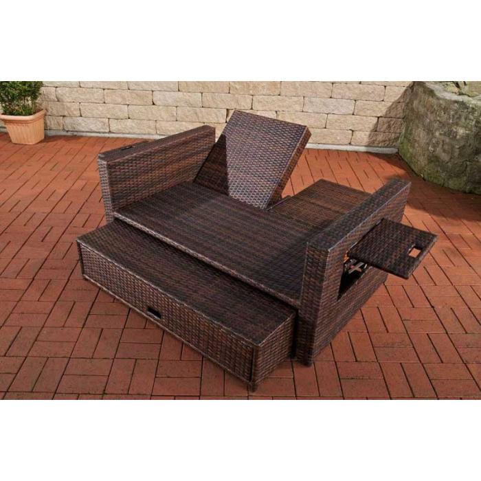 2er Sofa CP041, 2-Sitzer, Poly-Rattan ~ braun-meliert