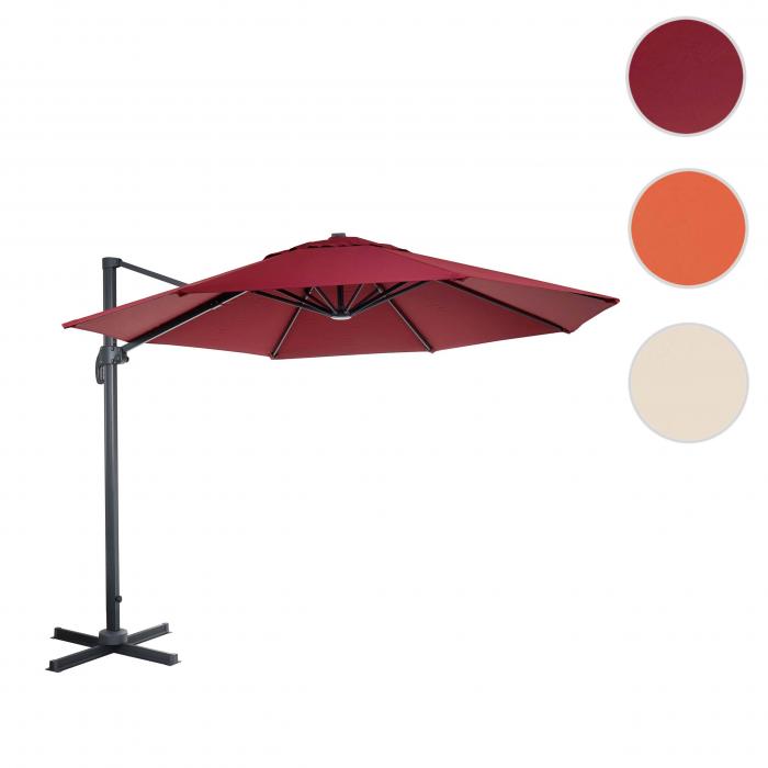 Gastronomie-Ampelschirm HWC-A96, Sonnenschirm, rund  3m Polyester Alu/Stahl 23kg ~ bordeaux ohne Stnder, drehbar