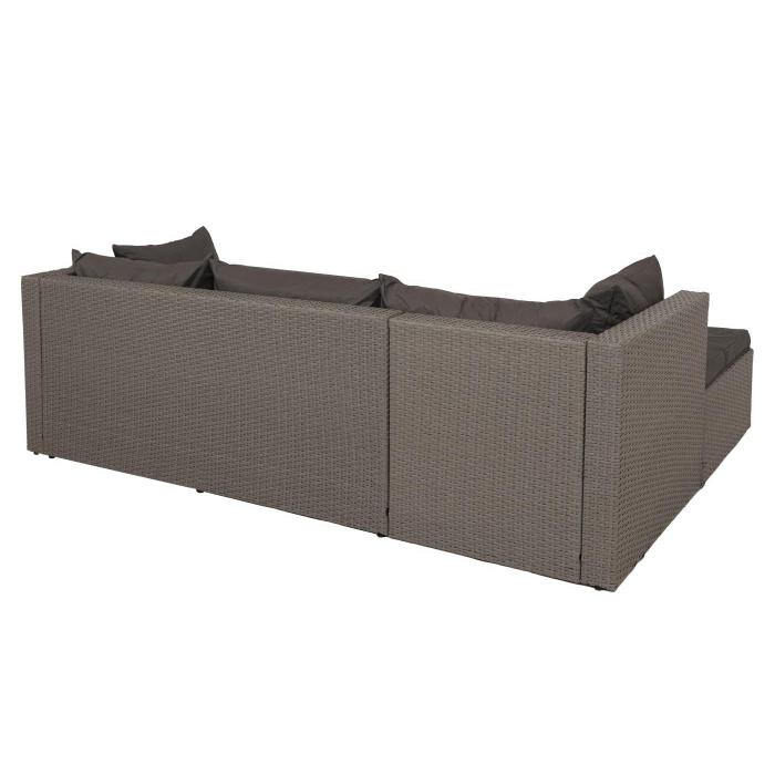Poly-Rattan Garnitur HWC-O46, Balkon-/Garten-/Lounge-Set Sofa Sitzgruppe ~ grau Polster dunkelgrau