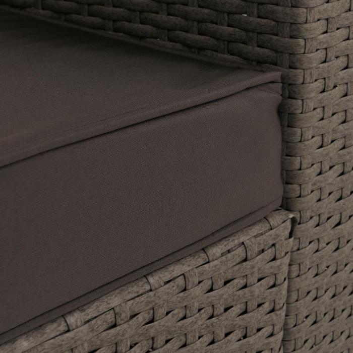 Poly-Rattan Garnitur HWC-O46, Balkon-/Garten-/Lounge-Set Sofa Sitzgruppe ~ grau Polster dunkelgrau