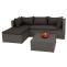 Poly-Rattan Garnitur HWC-O46, Balkon-/Garten-/Lounge-Set Sofa Sitzgruppe ~ grau Polster dunkelgrau