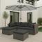 Poly-Rattan Garnitur HWC-O46, Balkon-/Garten-/Lounge-Set Sofa Sitzgruppe ~ grau Polster dunkelgrau