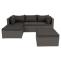 Poly-Rattan Garnitur HWC-O46, Balkon-/Garten-/Lounge-Set Sofa Sitzgruppe ~ grau Polster dunkelgrau