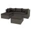 Poly-Rattan Garnitur HWC-O46, Balkon-/Garten-/Lounge-Set Sofa Sitzgruppe ~ grau Polster dunkelgrau