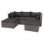 Poly-Rattan Garnitur HWC-O46, Balkon-/Garten-/Lounge-Set Sofa Sitzgruppe ~ grau Polster dunkelgrau