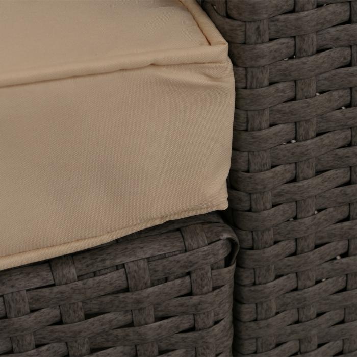 Poly-Rattan Garnitur HWC-O46, Balkon-/Garten-/Lounge-Set Sofa Sitzgruppe ~ grau Polster beige