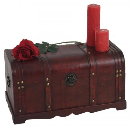 Holztruhe Holzbox Schatztruhe Valence Antikoptik 30x57x29cm ~ rund