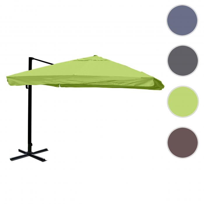 Gastronomie-Ampelschirm HWC-A96, Sonnenschirm, 3x3m (4,24m) Polyester/Alu 23kg ~ Flap, grn ohne Stnder