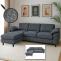 Sofa-Garnitur HWC-O71, Couch Sofa Ecksofa L-Form, Liegeflche links/rechts, Stoff/Textil Holz 84x229x140cm ~ dunkelgrau