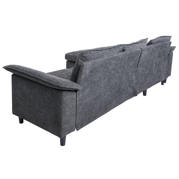 Sofa-Garnitur HWC-O71, Couch Sofa Ecksofa L-Form, Liegeflche links/rechts, Stoff/Textil Holz 84x229x140cm ~ dunkelgrau