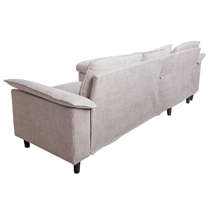 Sofa-Garnitur HWC-O71, Couch Ecksofa L-Form, Liegeflche links/rechts, Stoff (320 g/m) Holz 84x229x140cm ~ beige