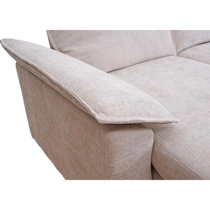 Sofa-Garnitur HWC-O71, Couch Ecksofa L-Form, Liegeflche links/rechts, Stoff (320 g/m) Holz 84x229x140cm ~ beige