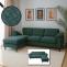 Sofa-Garnitur HWC-O71, Couch Ecksofa L-Form, Liegeflche links/rechts, Stoff (320 g/m) Holz 84x229x140cm ~ grau-grn
