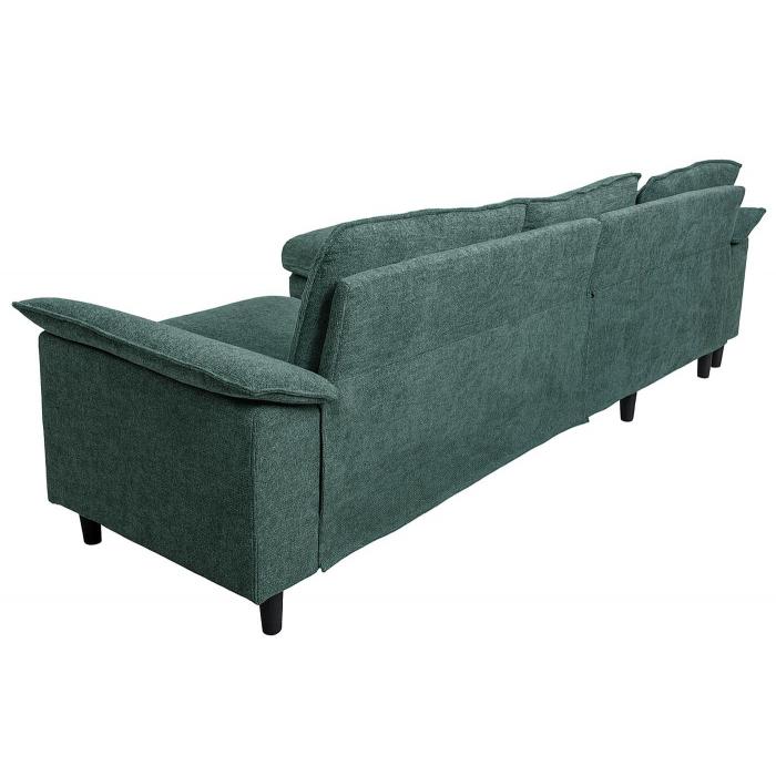 Sofa-Garnitur HWC-O71, Couch Ecksofa L-Form, Liegeflche links/rechts, Stoff (320 g/m) Holz 84x229x140cm ~ grau-grn
