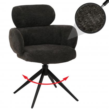 Esszimmerstuhl HWC-O77, Küchenstuhl Polsterstuhl, drehbar Auto-Return, Stoff (310g/m²) Chenille Öko-Tex ~ anthrazit