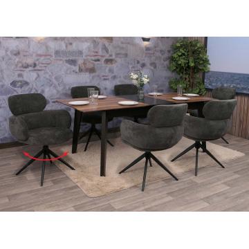 6er-Set Esszimmerstuhl HWC-O77, Kchenstuhl Stuhl, drehbar Auto-Return, Stoff (310g/m) Chenille ko-Tex ~ anthrazit