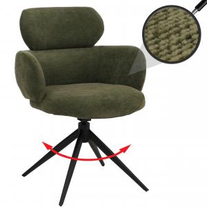 Esszimmerstuhl HWC-O77, Kchenstuhl Polsterstuhl, drehbar Auto-Return, Stoff (310g/m) Chenille ko-Tex ~ olivgrn