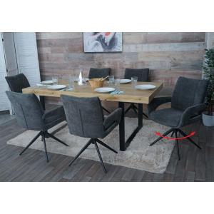 6er-Set Esszimmerstuhl HWC-O78, Kchenstuhl, drehbar Auto-Return, Stoff/Textil Chenille (310g/m) ko-Tex ~ dunkelgrau