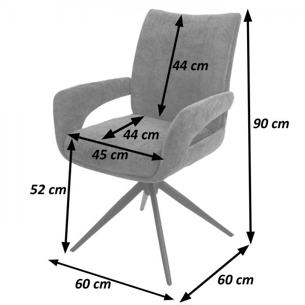 Bemaungsbild fr Produkt Esszimmerstuhl HWC-O78, Kchenstuhl Stuhl, drehbar Auto-Return, Stoff/Textil Chenille (310g/m) ko-Tex ~ graublau