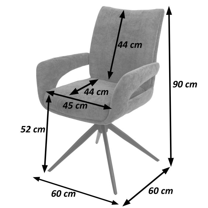Esszimmerstuhl HWC-O78, Kchenstuhl Stuhl, drehbar Auto-Return, Stoff/Textil Chenille (310g/m) ko-Tex ~ graublau