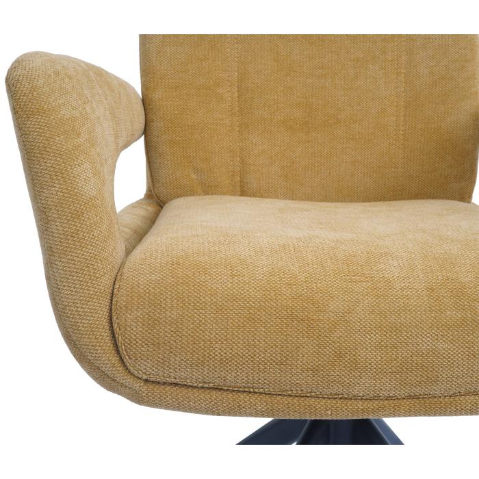 Esszimmerstuhl HWC-O78, Kchenstuhl Stuhl, drehbar Auto-Return, Stoff/Textil Chenille (310g/m) ko-Tex ~ senfgelb