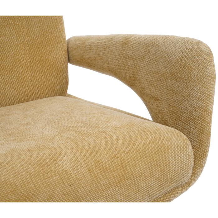 Esszimmerstuhl HWC-O78, Kchenstuhl Stuhl, drehbar Auto-Return, Stoff/Textil Chenille (310g/m) ko-Tex ~ senfgelb