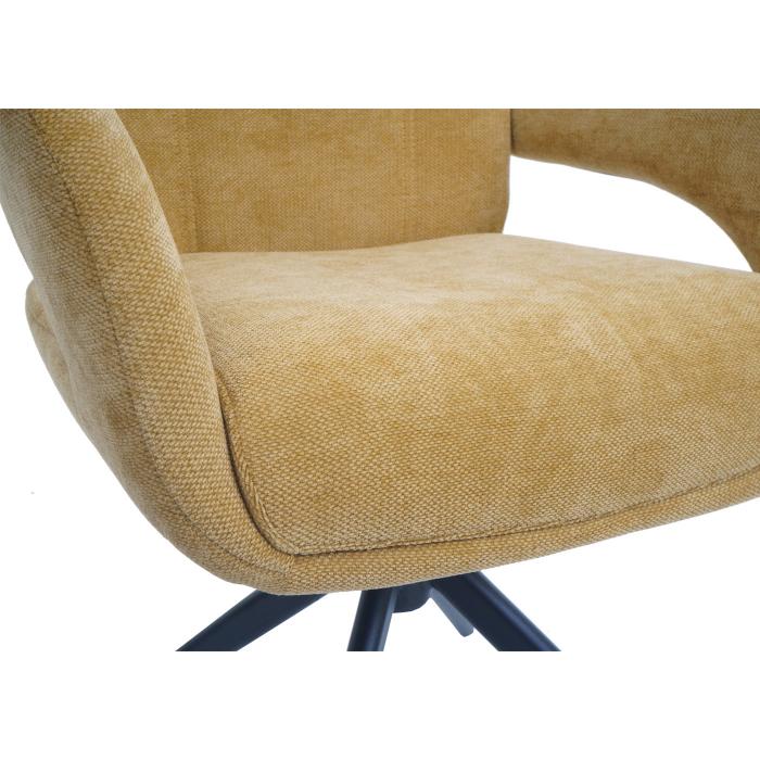 Esszimmerstuhl HWC-O78, Kchenstuhl Stuhl, drehbar Auto-Return, Stoff/Textil Chenille (310g/m) ko-Tex ~ senfgelb