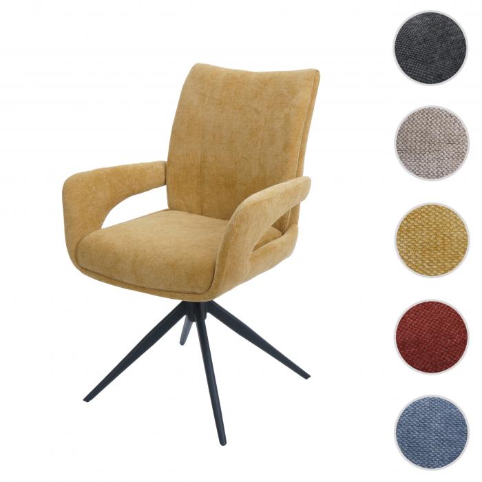 Esszimmerstuhl HWC-O78, Kchenstuhl Stuhl, drehbar Auto-Return, Stoff/Textil Chenille (310g/m) ko-Tex ~ senfgelb