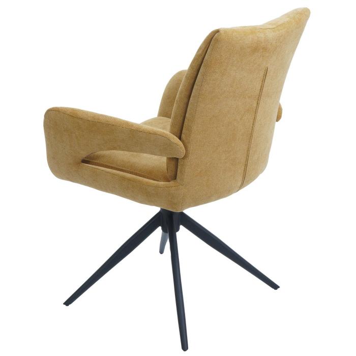 Esszimmerstuhl HWC-O78, Kchenstuhl Stuhl, drehbar Auto-Return, Stoff/Textil Chenille (310g/m) ko-Tex ~ senfgelb