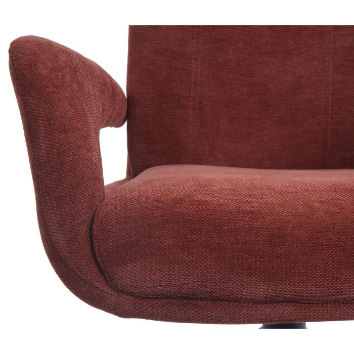 Esszimmerstuhl HWC-O78, Kchenstuhl Stuhl, drehbar Auto-Return, Stoff/Textil Chenille (310g/m) ko-Tex ~ rotbraun