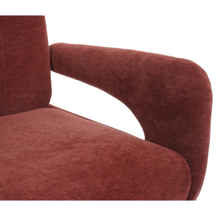 Esszimmerstuhl HWC-O78, Kchenstuhl Stuhl, drehbar Auto-Return, Stoff/Textil Chenille (310g/m) ko-Tex ~ rotbraun