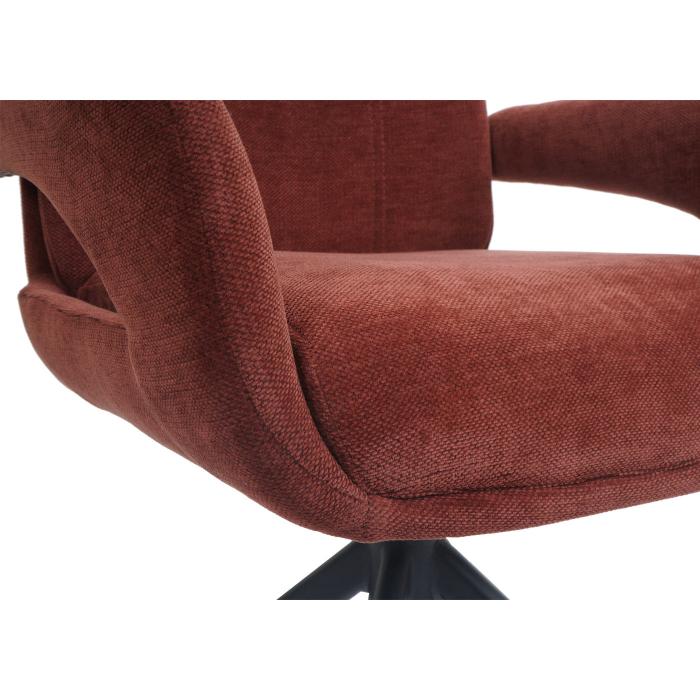 Esszimmerstuhl HWC-O78, Kchenstuhl Stuhl, drehbar Auto-Return, Stoff/Textil Chenille (310g/m) ko-Tex ~ rotbraun