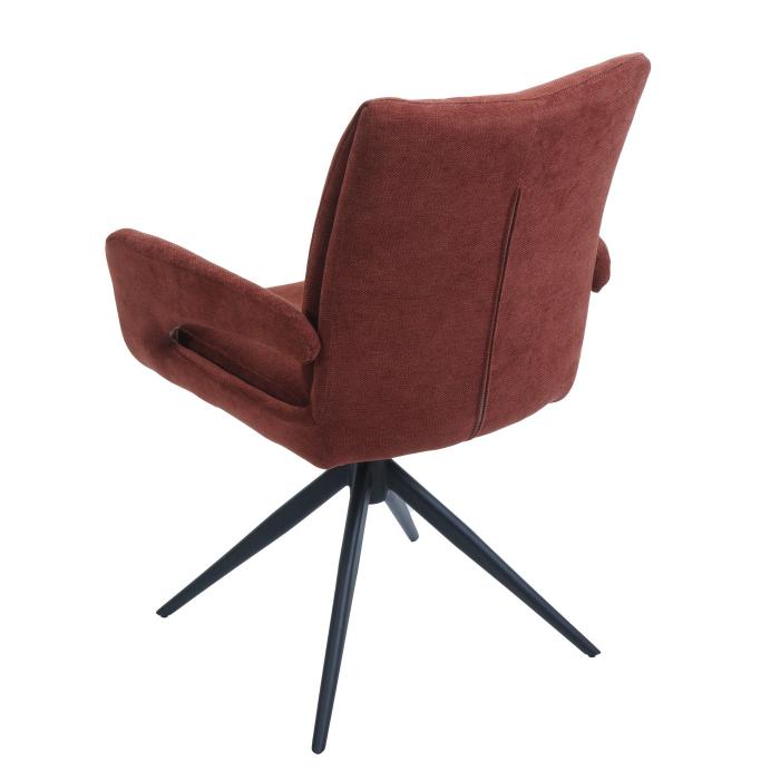 Esszimmerstuhl HWC-O78, Kchenstuhl Stuhl, drehbar Auto-Return, Stoff/Textil Chenille (310g/m) ko-Tex ~ rotbraun