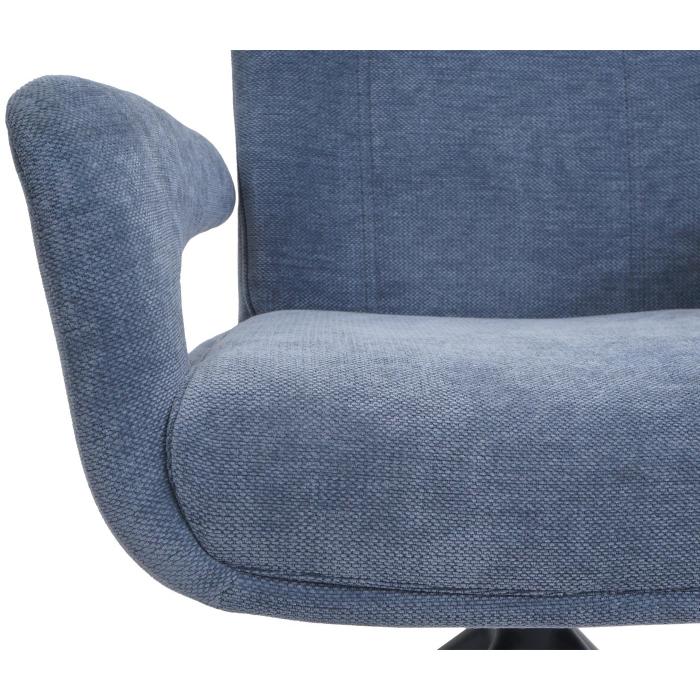 Esszimmerstuhl HWC-O78, Kchenstuhl Stuhl, drehbar Auto-Return, Stoff/Textil Chenille (310g/m) ko-Tex ~ graublau