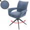 Esszimmerstuhl HWC-O78, Kchenstuhl Stuhl, drehbar Auto-Return, Stoff/Textil Chenille (310g/m) ko-Tex ~ graublau
