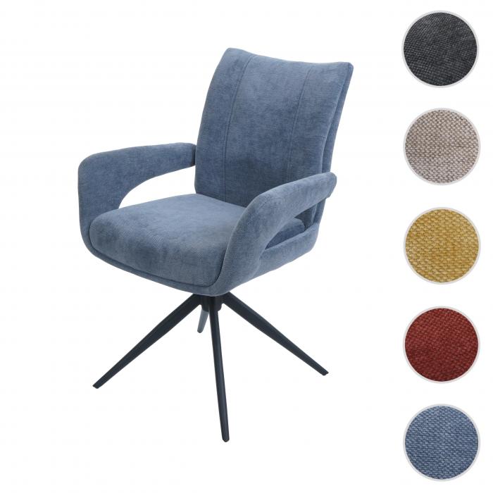 Esszimmerstuhl HWC-O78, Kchenstuhl Stuhl, drehbar Auto-Return, Stoff/Textil Chenille (310g/m) ko-Tex ~ graublau