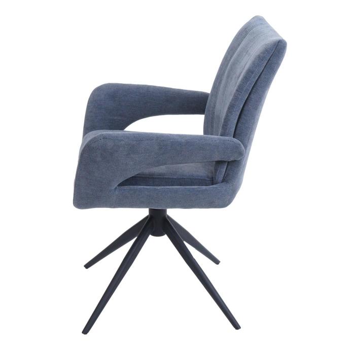 Esszimmerstuhl HWC-O78, Kchenstuhl Stuhl, drehbar Auto-Return, Stoff/Textil Chenille (310g/m) ko-Tex ~ graublau