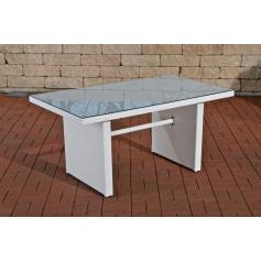 Poly-Rattan Gartentisch CP314, Tisch Esszimmertisch ~ weiß