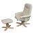 Relaxsessel M56, Fernsehsessel TV-Sessel mit Hocker Ottomane, Kunstleder Eukalyptus Holz FSC-zertifiziert ~ creme