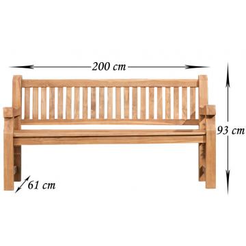 Teakbank HLO-CP6 200 cm ~ teak
