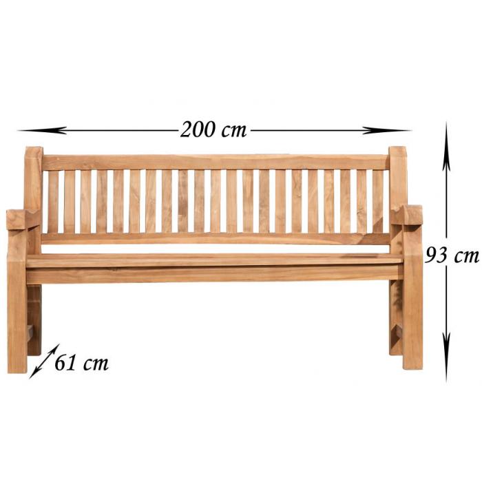 Teakbank HLO-CP6 200 cm ~ teak