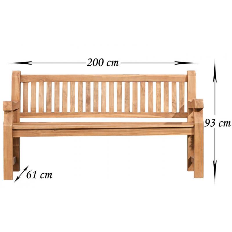 Teakbank HLO-CP6 200 cm ~ teak