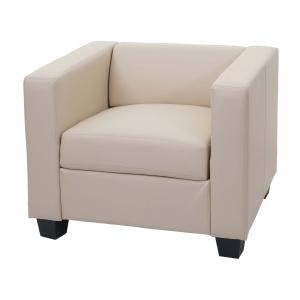 Sessel Loungesessel Lille ~ Kunstleder, creme