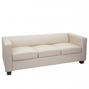 3er Sofa Couch Loungesofa Lille ~ Kunstleder, creme