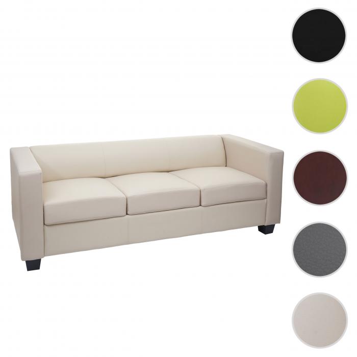 3er Sofa Couch Loungesofa Lille ~ Kunstleder, creme