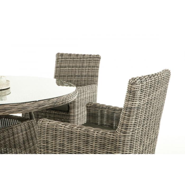 Poly-Rattan Sitzgruppe CP413, Gartengarnitur Lounge-Set ~ grau-meliert, Kissen anthrazit