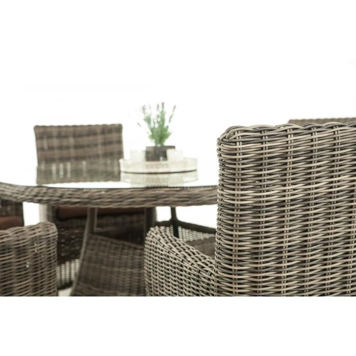 Garten-Garnitur CP072, Sitzgruppe Lounge-Garnitur Poly-Rattan ~ Kissen terrabraun, grau-meliert