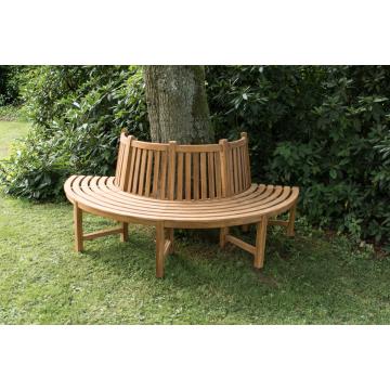 Baumbank CP474, Gartenbank Rundbank Holzbank, halbrund, 206cm ~ mit Rckenlehne