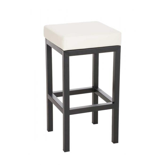 Barhocker CP475, Barstuhl ~ Gestell schwarz, Kunstleder, 80cm, creme